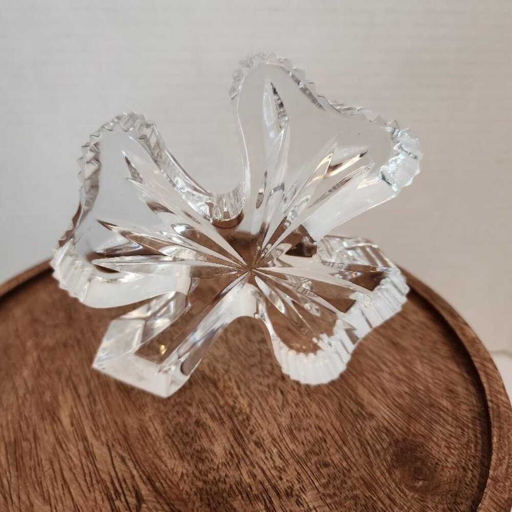 Waterford Crystal 3-leaf Clover Shamrock Paperweight 4” Gothic Signed Mint